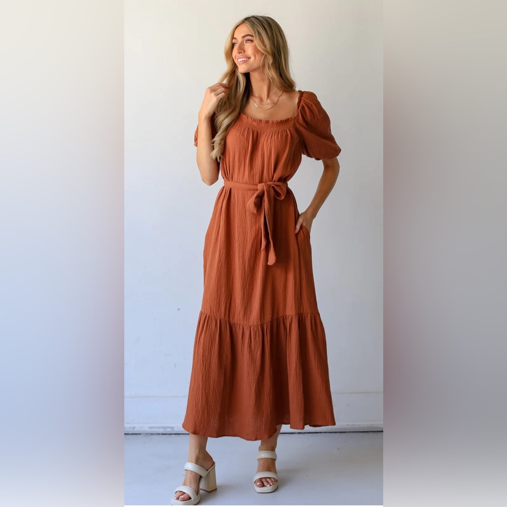 Fall Linen Dress - Brand New - Belt Included - Soft and Comfortable